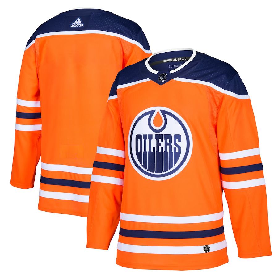 Men Edmonton Oilers adidas Orange Home Authentic Blank NHL Jersey